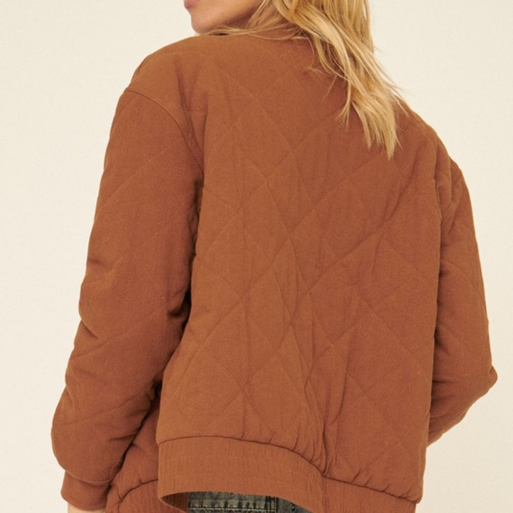 Last 1! NWT Woven Diamond Quilted Bomber Jacket - Picture 4 of 4